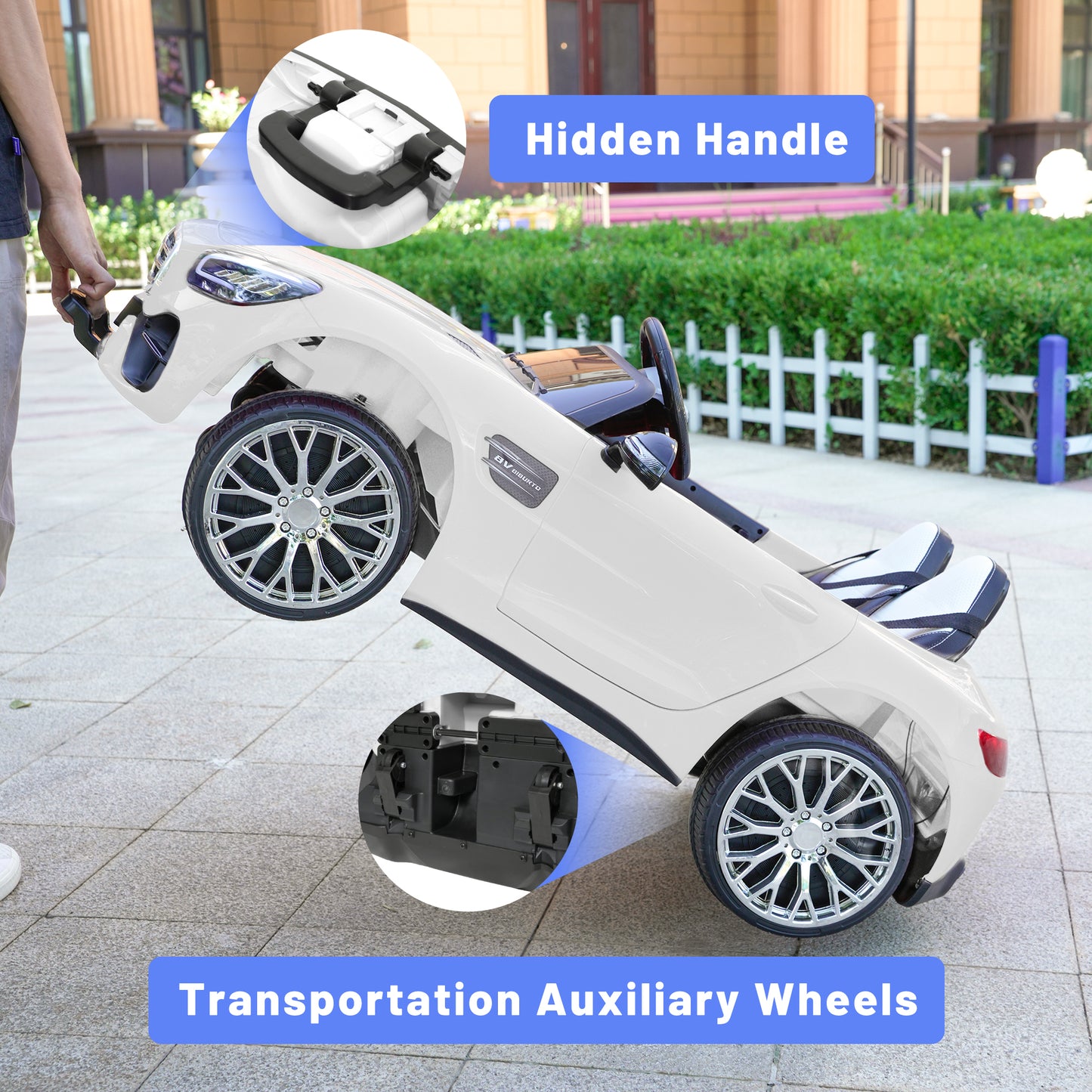 TCARAIWEN 12V Ride On Car for Kids, Electric Car with Remote Control, Music Player for 3-8 Year Old
