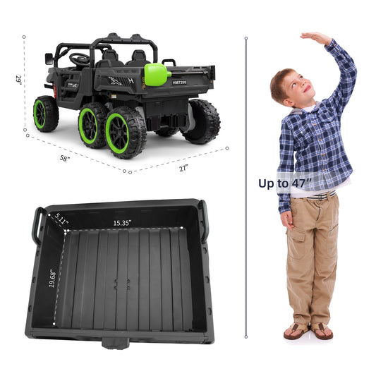 TCARAIWEN 24V 2-Seater Ride On Dump Truck,Ride on Car Truck,Ride on UTV W/,Ride on Toys W/ Dump Bed/Shovel, LED Light, Music, Remote Control,6 Wheels 4WD Ride On Toys for Boys Girls (Ages 3+)
