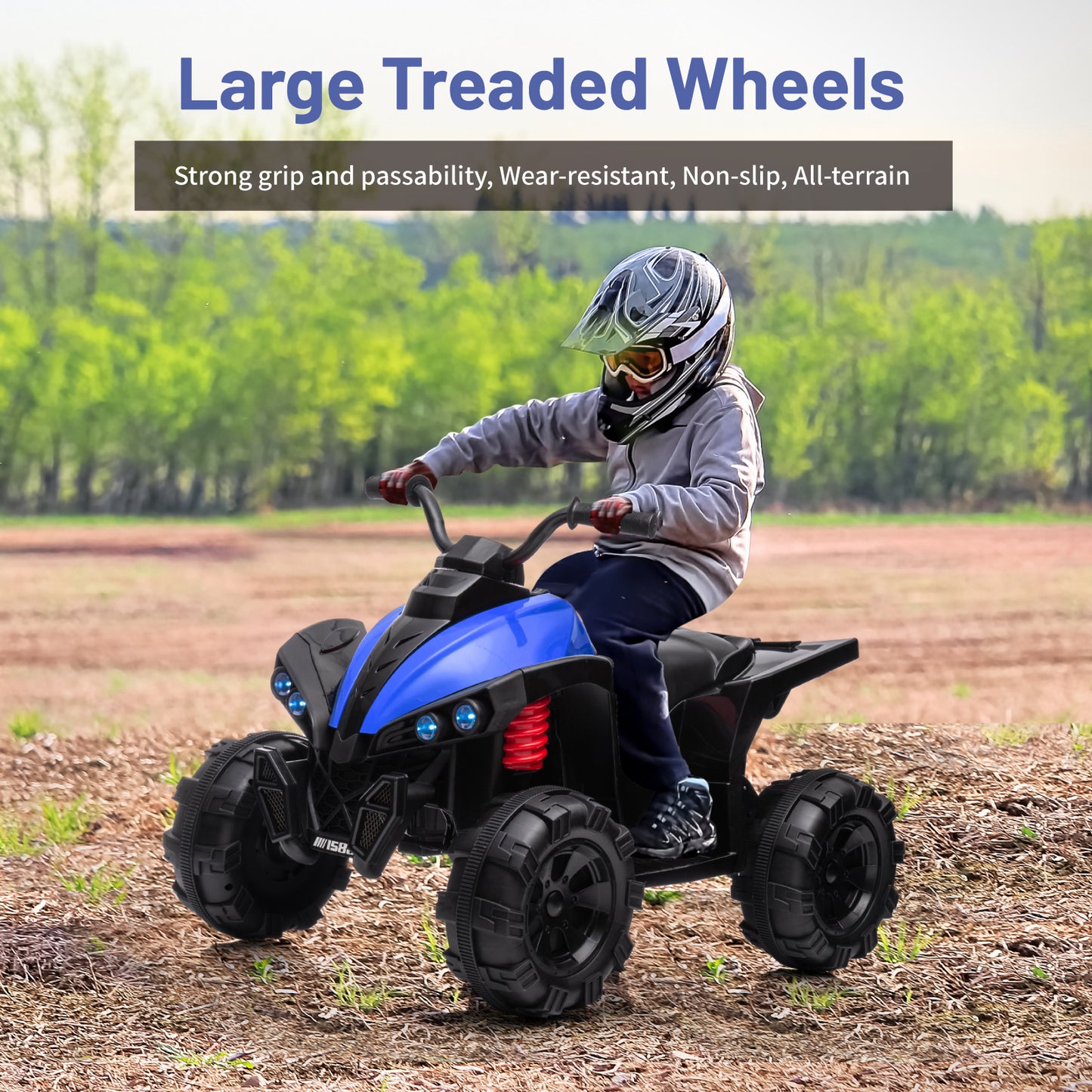 TCARAIWEN 12V Kids ATV 4 Wheelers for Kids 3-6, Electric Ride on ATV with Music Player, All Terrain Tires, Ride on Cars
