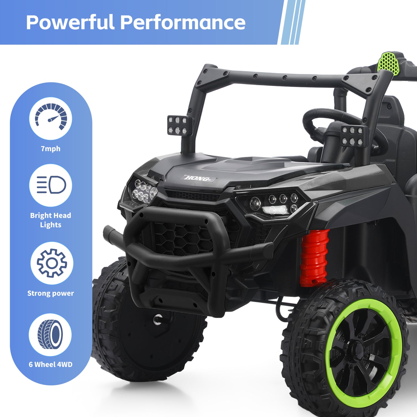TCARAIWEN 24V Ride On 2 Seater Dump Truck with Remote Control, Ride on UTV W/,2 Speed 4WD Power Ride Cars 6x6 Wheels Ride on Toys W/ Dump Bed/Shovel for Boys Girls