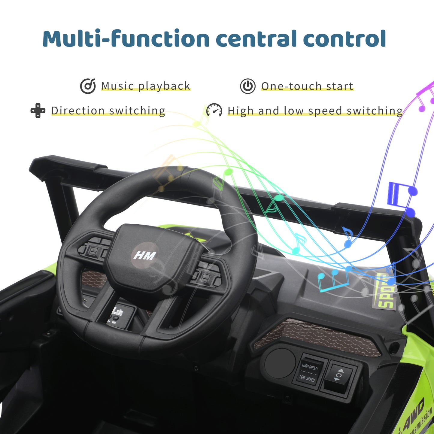 TCARAIWEN 12V Kids Ride On UTV,Ride on Car Toy w/Remote Control,Electric Off-Road UTV Truck,Remote w/ LED Lights MP&Music Bluetooth USB for Kids,Boys and Girls Aged 3-6 Years