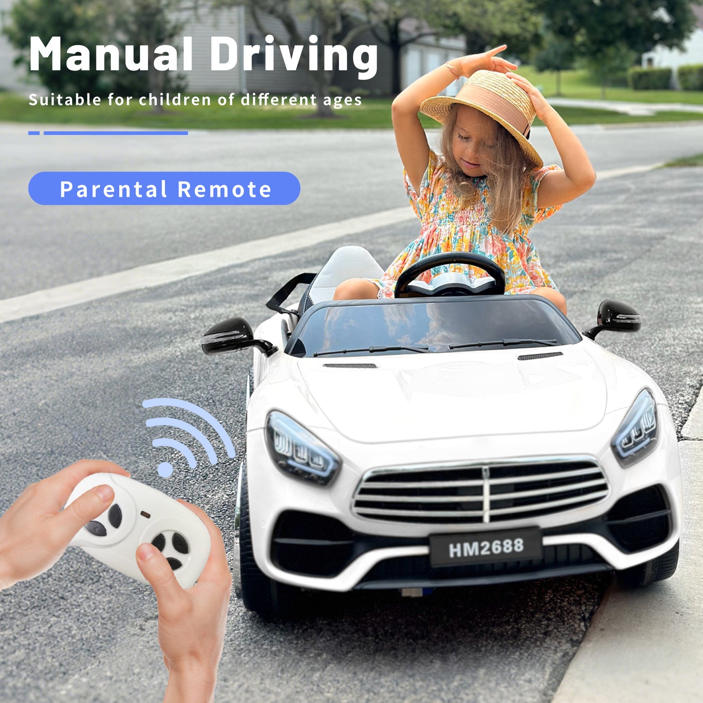 TCARAIWEN 12V Ride On Car for Kids, Electric Car with Remote Control, Music Player for 3-8 Year Old