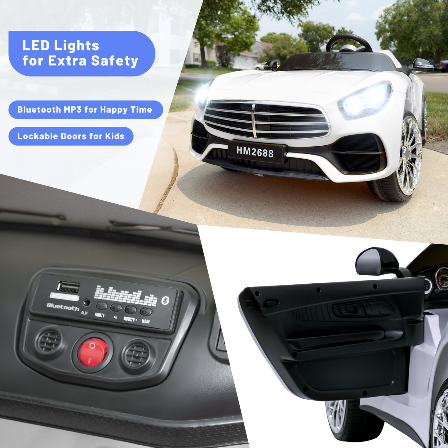 TCARAIWEN 12V Ride On Car for Kids, Electric Car with Remote Control, Music Player for 3-8 Year Old