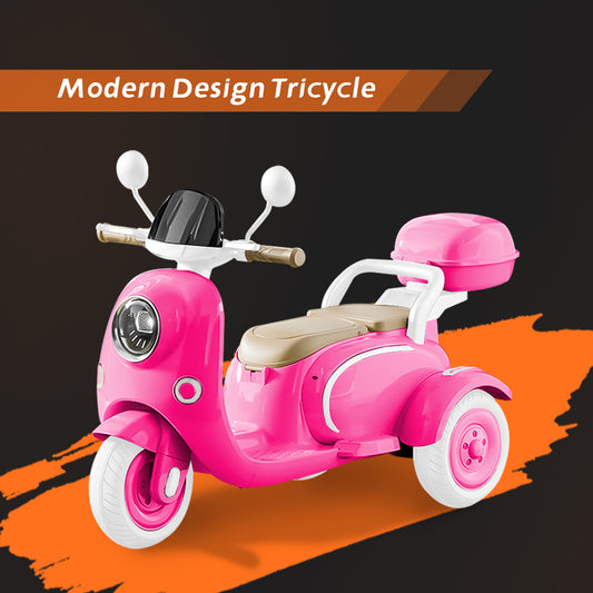TCARAIWEN Girls Electric Motorcycle, 2 Seats Kids Motorcycle,12V Ride On Scooter for Kids with Storage Compartments, Cute Design with Stable 3-Wheel Structure, Ideal Moped for Girls Ages 3-6