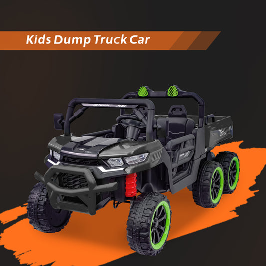 TCARAIWEN 24V 2-Seater Ride On Dump Truck,Ride on Car Truck,Ride on UTV W/,Ride on Toys W/ Dump Bed/Shovel, LED Light, Music, Remote Control,6 Wheels 4WD Ride On Toys for Boys Girls (Ages 3+)